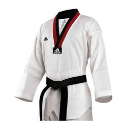 Добок для тхэквондо Adidas AdiClub Uniform с черно-красным воротом (ADITCB01, белый)