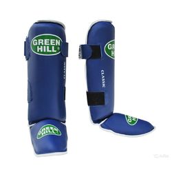 Защита голени и стопы Green Hill Classic из кожи (SIC-0019, синяя)