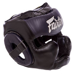 Шолом боксерський з повним захистом шкіряний FAIRTEX (HG13-LACES, Синій)