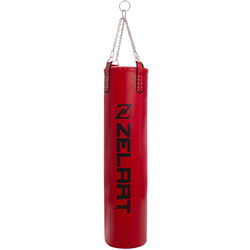 Мешок боксерский Цилиндр с цепью PU h-180см ZELART н-аполнитель-ветошь х-б, d-45см (BO-1979,  Красный)