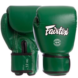 Перчатки боксерские кожаные на липучке FAIRTEX (BGV16, Зеленый)