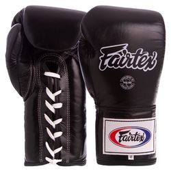 Рукавиці боксерські шкіряні на шнурівці FAIRTEX (BGL6, Чорний)