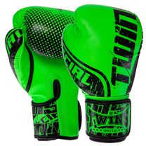 Перчатки боксерские PU на липучке TWINS (FBGVS12-TW7, Черный-зеленый)