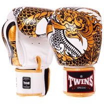 Перчатки боксерские кожаные на липучке TWINS (FBGVL3-52, Золотой-белый)
