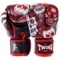 Перчатки боксерские кожаные на липучке TWINS (FBGVL3-53, Красный-черный)