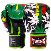 Перчатки боксерские кожаные на липучке TWINS (FBGVL3-54, Зеленый)