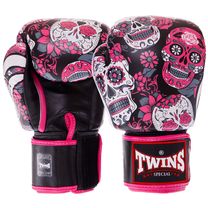 Перчатки боксерские кожаные на липучке TWINS (FBGVL3-53, Розовый-черный)