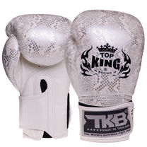 Рукавички боксерські шкіряні на липучці TOP KING Super Snake (TKBGSS-02, Білий-срібний)