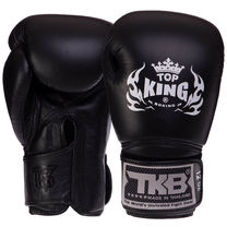 Рукавички боксерські шкіряні на липучці TOP KING Super (TKBGSV, Чорний)