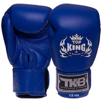 Перчатки боксерские кожаные на липучке TOP KING Ultimate (TKBGUV, Синий)