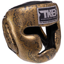 Шолом боксерський з повним захистом шкіряний TOP KING Super Snake (TKHGSS-02, Чорний-золотий)