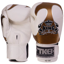 Перчатки боксерские кожаные на липучке TOP KING Empower (TKBGEM-01, Белый-золотой)