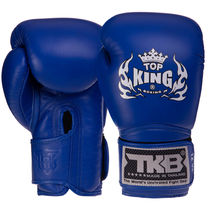 Перчатки боксерские кожаные на липучке TOP KING Super (TKBGSV, Синий)