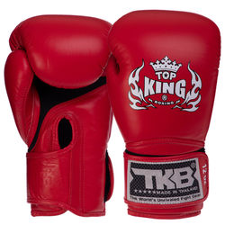Рукавички боксерські шкіряні на липучці TOP KING Super AIR (TKBGSA, Червоний)