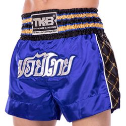 Шорты для тайского бокса и кикбоксинга TOP KING (TKTBS-219, Черный-синий)