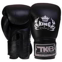 Рукавички боксерські шкіряні на липучці TOP KING Super AIR (TKBGSA, Чорний)