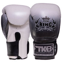 Рукавички шкіряні боксерські на липучці TOP KING Super Star (TKBGSS-01, Чорний-срібний)