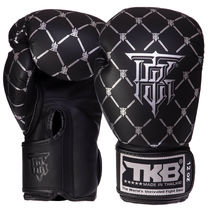 Перчатки боксерские кожаные на липучке TOP KING Chain (TKBGCH, Черный-серебряный)