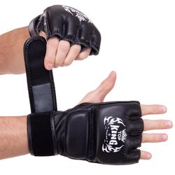 Рукавички для змішаних єдиноборств MMA шкіряні TOP KING Super (TKGGS, Чорний)
