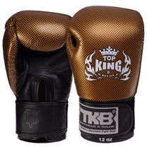 Перчатки боксерские кожаные на липучке TOP KING Super Snake (TKBGEM-02, Черный-золотой)