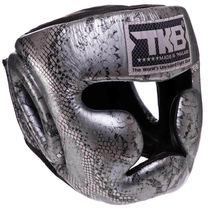 Шолом боксерський з повним захистом шкіряний TOP KING Super Snake (TKHGSS-02, Чорний-срібний)