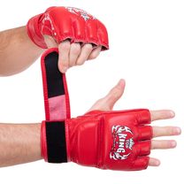 Рукавички для змішаних єдиноборств MMA шкіряні TOP KING Super (TKGGS, Червоний)