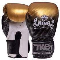 Рукавички боксерські шкіряні на липучці TOP KING Super Star (TKBGSS-01, Чорний-золотий)