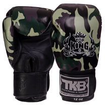 Перчатки боксерские кожаные на липучке TOP KING Empower Camouflage (TKBGEM-03, Камуфляж зеленый)