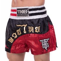Шорты для тайского бокса и кикбоксинга TOP KING (TKTBS-208, Черный-красный)