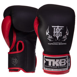 Перчатки боксерские кожаные на липучке TOP KING Reborn (TKBGRB, Черный-красный)