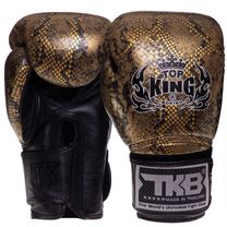 Перчатки боксерские кожаные на липучке TOP KING Super Snake (TKBGSS-02, Черный-золотой)