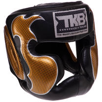 Шолом боксерський з повним захистом шкіряний TOP KING Empower (TKHGEM-01, Чорний-золотий)