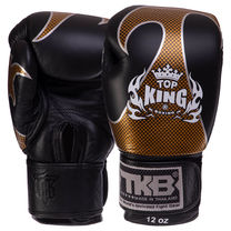 Рукавички боксерські шкіряні на липучці TOP KING Empower (TKBGEM-01, Чорний-золотий)