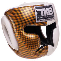 Шолом боксерський з повним захистом шкіряний TOP KING Empower (TKHGEM-02, Білий-золотий)