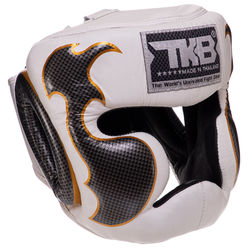 Шолом боксерський з повним захистом шкіряний TOP KING Empower (TKHGEM-01, Білий-срібний)