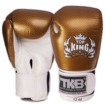 Перчатки боксерские кожаные на липучке TOP KING Super Snake (TKBGEM-02, Белый-золотой)