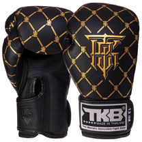 Перчатки боксерские кожаные на липучке TOP KING Chain (TKBGCH, Черный-золотой)