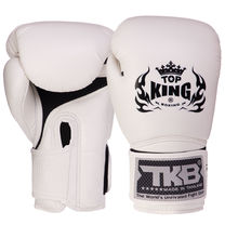 Перчатки боксерские кожаные на липучке TOP KING Super AIR (TKBGSA, Белый)