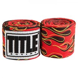 Бинти боксерські еластичні TITLE Boxing Semi-Elastic Mexican 4,5 м Flames (Title-SMHWP-XL-ZB, червоний)