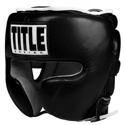 Боксерский шлем TITLE Boxing Leather Sparring (Title-FTHG-BK, Черный)