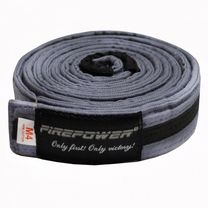 Пояс детский для Бразильского Джиу-Джитсу Firepower Classic Light (FPBJJBeltGR-BK, Серый с черным)