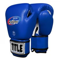 Боксерские перчатки TITLE Muay Thai Leather Traning Gloves (Title-MTLTG-BL, синие)