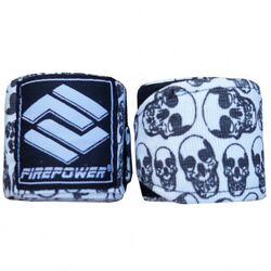 Бинты боксерские эластичные Firepower 3м (FPHW7, Белые с черепами)