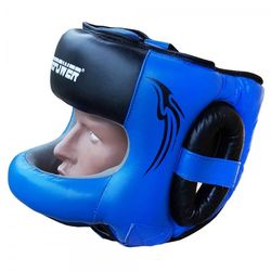 Боксерский шлем с бампером FirePower (FPHG6, Черный/Синий)