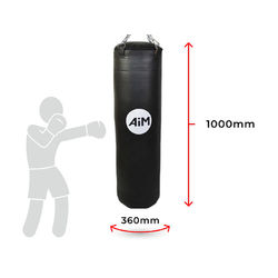 Боксерський мешок AiM POWER из кирзы, 100х36 см, 26 кг (12-310-3-BK, черный)