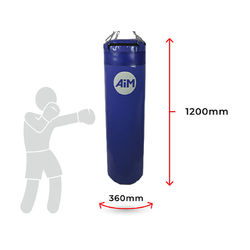 Боксерський мешок AiM POWER из ПВХ, 120х36 см, 32 кг (12-212-2-1-BL, синий)