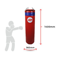 Боксерський мешок AiM POWER из ПВХ, 140х36 см, 38 кг (12-214-1-2-RD, красный)