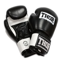 Боксерські рукавиці THOR SPARRING із натуральної шкіри (558Leather-BLK-WH, Чорно-білий)