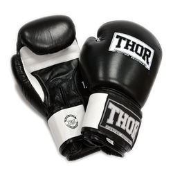 Боксерские перчатки THOR SPARRING из натуральной кожи (558Leather-BLK-WH, Черно-белый)