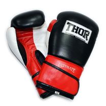 Перчатки боксерские THOR ULTIMATE из натуральной кожи (551-01Leather-W-B-R, Черно-бело-Красный)